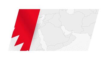 Bahrain map in modern style with flag of Bahrain on left side. vector