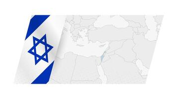 Israel map in modern style with flag of Israel on left side. vector