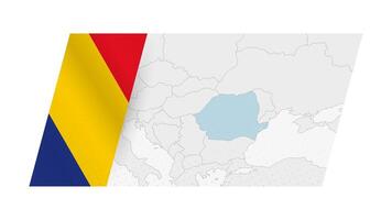 Romania map in modern style with flag of Romania on left side. vector