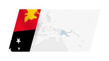 Papua New Guinea map in modern style with flag of Papua New Guinea on left side. vector
