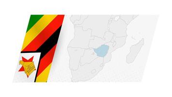 Zimbabwe map in modern style with flag of Zimbabwe on left side. vector