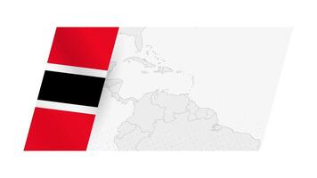 Trinidad and Tobago map in modern style with flag of Trinidad and Tobago on left side. vector