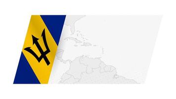Barbados map in modern style with flag of Barbados on left side. vector