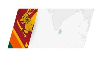 Sri Lanka map in modern style with flag of Sri Lanka on left side. vector