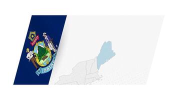 Maine map in modern style with flag of Maine on left side. vector