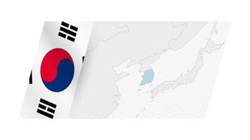 South Korea map in modern style with flag of South Korea on left side. vector