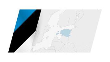 Estonia map in modern style with flag of Estonia on left side. vector