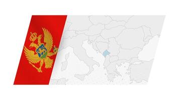 Montenegro map in modern style with flag of Montenegro on left side. vector