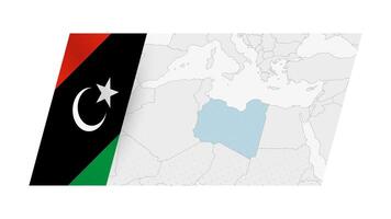 Libya map in modern style with flag of Libya on left side. vector