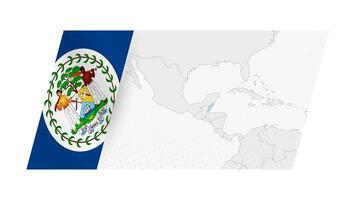 Belize map in modern style with flag of Belize on left side. vector