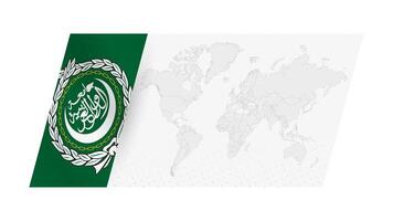 mundo mapa en moderno estilo con bandera de árabe liga en izquierda lado. vector