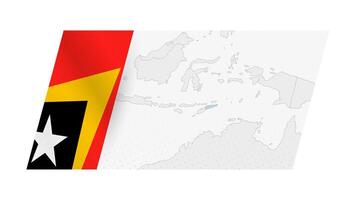 East Timor map in modern style with flag of East Timor on left side. vector