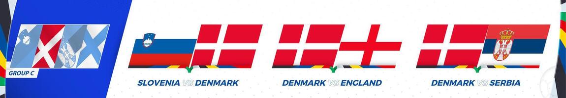 Denmark football team games in group C of International football tournament 2024. vector