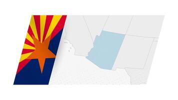 Arizona map in modern style with flag of Arizona on left side. vector