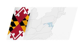 Maryland map in modern style with flag of Maryland on left side. vector