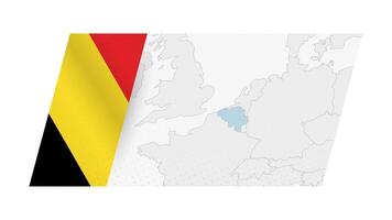 Belgium map in modern style with flag of Belgium on left side. vector