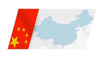 China map in modern style with flag of China on left side. vector