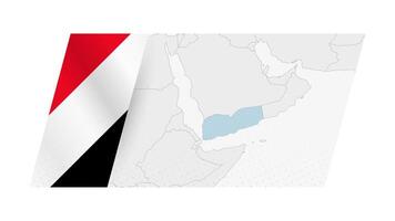 Yemen map in modern style with flag of Yemen on left side. vector