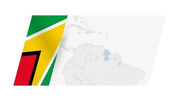 Guyana map in modern style with flag of Guyana on left side. vector