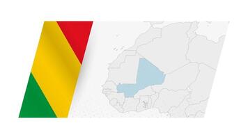 Mali map in modern style with flag of Mali on left side. vector