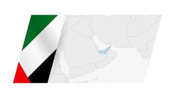 United Arab Emirates map in modern style with flag of United Arab Emirates on left side. vector