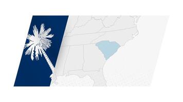 South Carolina map in modern style with flag of South Carolina on left side. vector