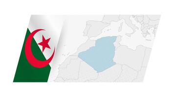 Argelia mapa en moderno estilo con bandera de Argelia en izquierda lado. vector