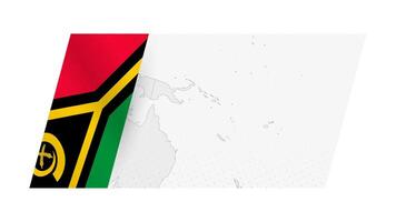 Vanuatu map in modern style with flag of Vanuatu on left side. vector