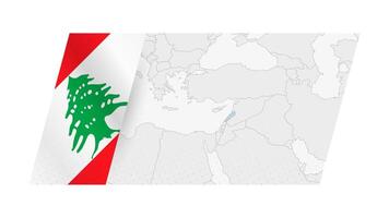 Lebanon map in modern style with flag of Lebanon on left side. vector