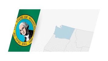 Washington map in modern style with flag of Washington on left side. vector