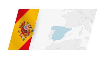 Spain map in modern style with flag of Spain on left side. vector