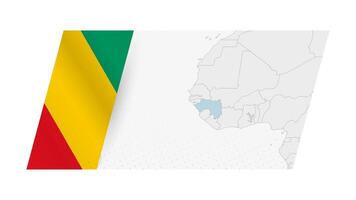 Guinea mapa en moderno estilo con bandera de Guinea en izquierda lado. vector