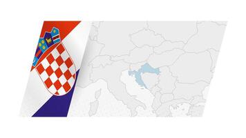 Croatia map in modern style with flag of Croatia on left side. vector