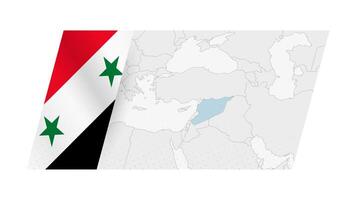 Syria map in modern style with flag of Syria on left side. vector