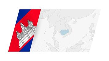 Cambodia map in modern style with flag of Cambodia on left side. vector