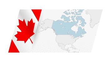 Canada map in modern style with flag of Canada on left side. vector