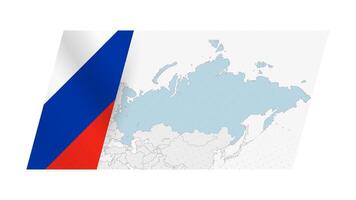 Russia map in modern style with flag of Russia on left side. vector