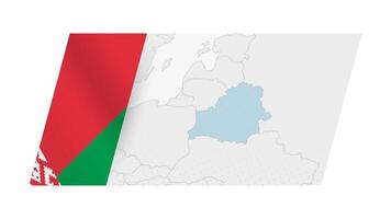 Belarus map in modern style with flag of Belarus on left side. vector