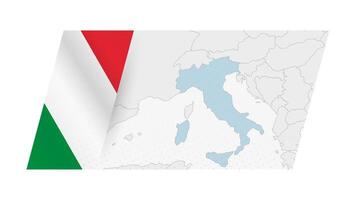 Italy map in modern style with flag of Italy on left side. vector