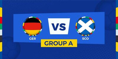 Germany vs Scotland football match on group stage. Football competition illustration on sport background. vector