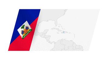 Haiti map in modern style with flag of Haiti on left side. vector