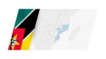 Mozambique mapa en moderno estilo con bandera de Mozambique en izquierda lado. vector
