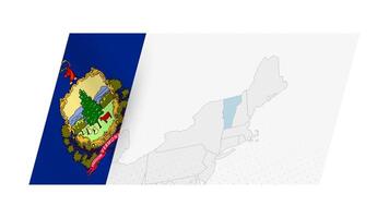 Vermont map in modern style with flag of Vermont on left side. vector