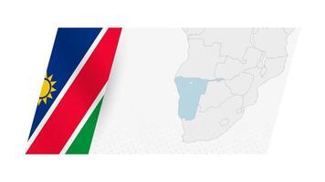 Namibia map in modern style with flag of Namibia on left side. vector