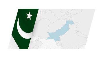 Pakistan map in modern style with flag of Pakistan on left side. vector