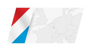 Luxembourg map in modern style with flag of Luxembourg on left side. vector
