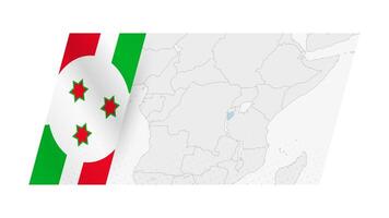 Burundi mapa en moderno estilo con bandera de Burundi en izquierda lado. vector