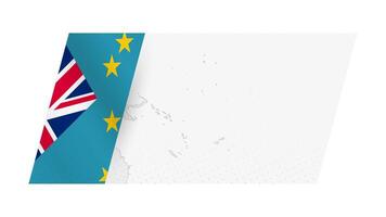 Tuvalu map in modern style with flag of Tuvalu on left side. vector