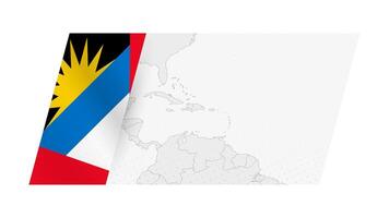 Antigua and Barbuda map in modern style with flag of Antigua and Barbuda on left side. vector