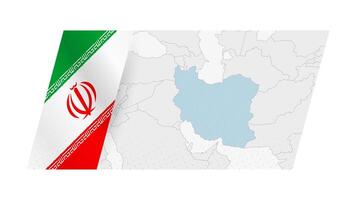 Iran map in modern style with flag of Iran on left side. vector